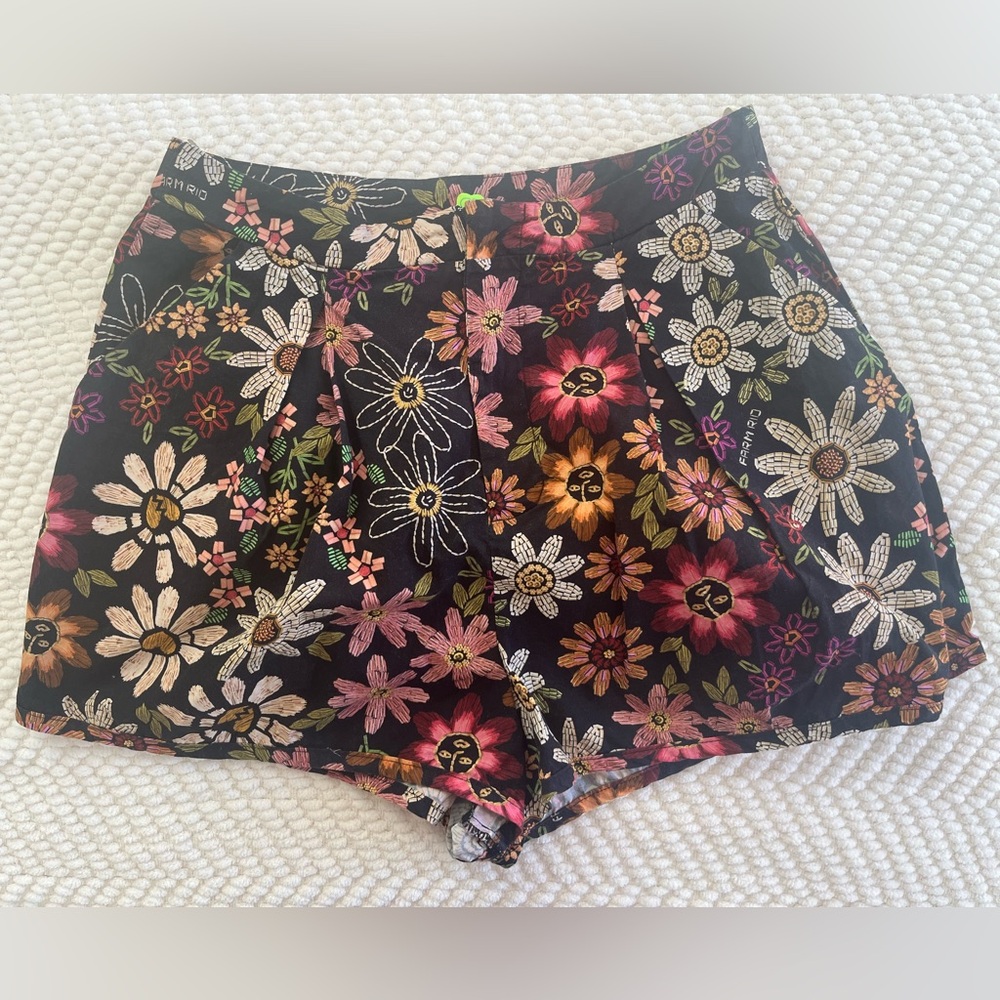 FARM Rio Black Floral Shorts with Multicolor Flowers